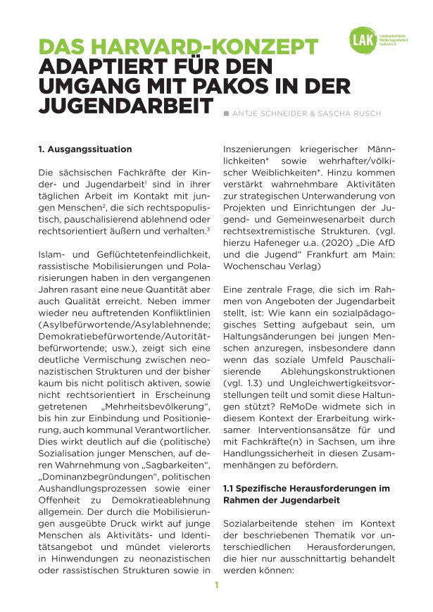 Cover Das Harvard-Konzept_Adaptiert für den Umgang mit PAKOS in der Jugendarbeit